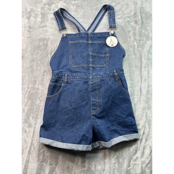 Anrabess Women Sz XXL Overalls Denim Blue Short Carpenter Loose Fit Utility NWT - Picture 1 of 13